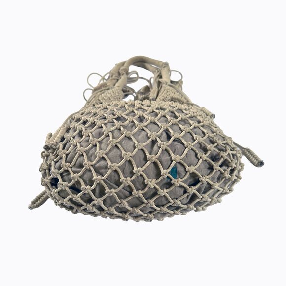 Monserat De Lucca Hobo Rope Bag Crochet Macramé Knotted Braided Tassel Boho Chic - Picture 4 of 11